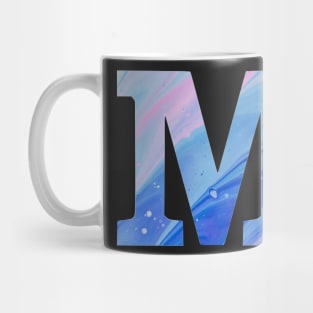 The Letter M Blue Psychedelic Design Mug